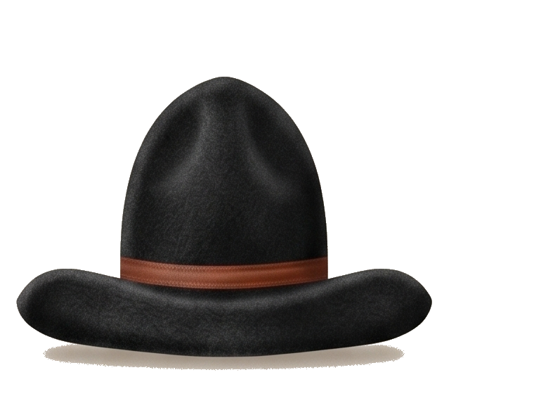 Black felt cowboy hat with rust-red hat band